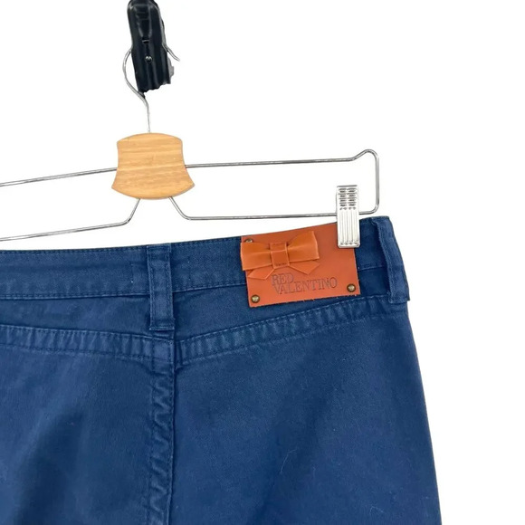 RED Valentino‎ Navy Blue Cargo Pants Ankle Skinny Bow Detail Size - Picture 8 of 12
